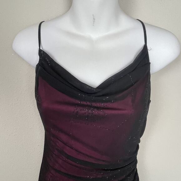 City‎ Triangle Y2K Whimsigoth Fairygore Dress S Black Beaded Pink Lining Floral - Picture 2 of 8